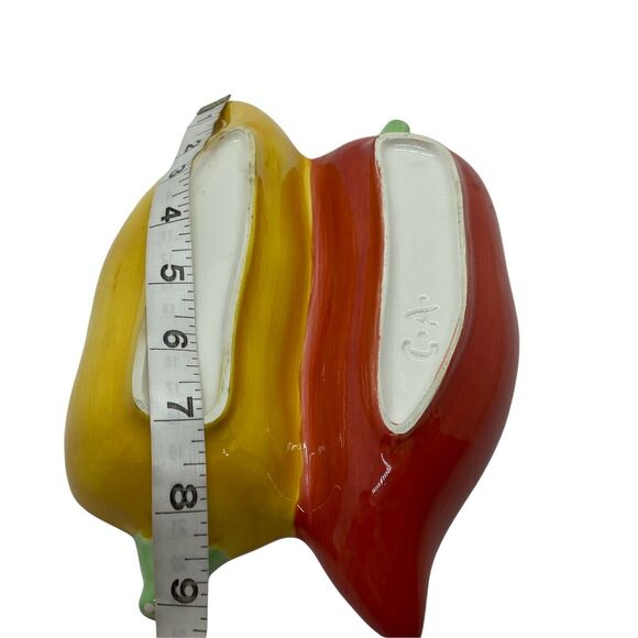 Chili Peppers Chip & Dip Divided Condiment Tray Clay Art Red Yellow Double - Picture 6 of 7